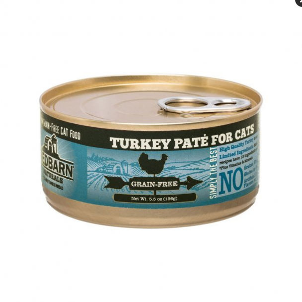 Redbarn Naturals Turkey Pate Grain-Free Cat Food, 5.5 oz Cans (Case of 24)
