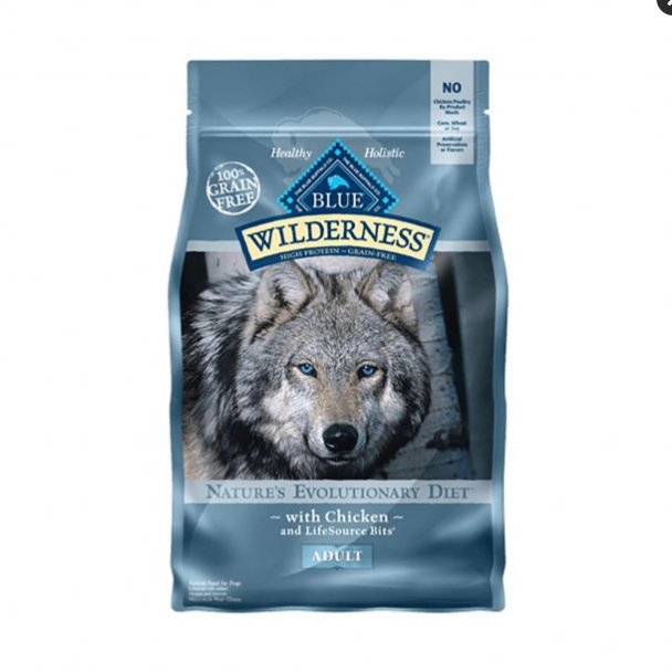 Blue Buffalo Wilderness Adult Chicken Recipe, Grain-Free Dry Dog Food, 4.5 lb Bag