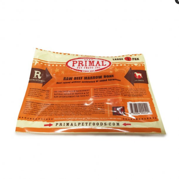Primal Raw Beef Marrow Bone - Large Frozen Dog Treat