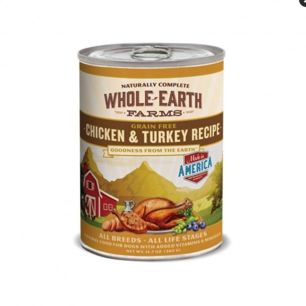 Merrick Whole Earth Farms Grain-Free Chicken & Turkey Recipe Canned Dog Food, 12.7 oz Can (12-Pack Available)