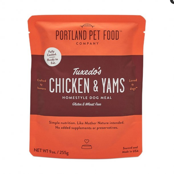 Portland Pet Food Company Tuxedo's Chicken & Yams Dog Meal, 9 oz Pouch - Human Grade Wet Food