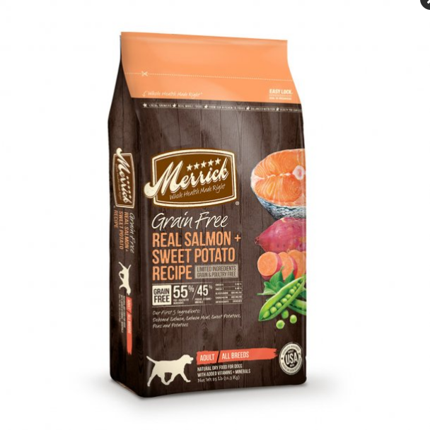 Merrick Grain-Free Real Salmon & Sweet Potato Recipe Dry Dog Food, 25 lb