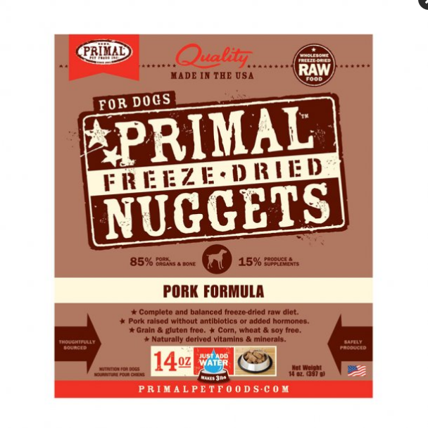Primal Freeze-Dried Dog Food Nuggets - Pork Recipe, 14 oz