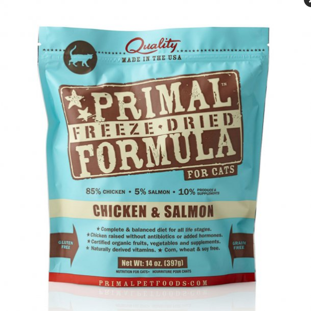 Primal Freeze-Dried Cat Food Nuggets, Chicken & Salmon Formula, 14 oz