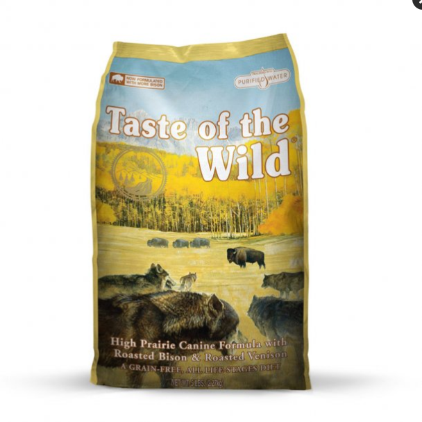 Taste of the Wild High Prairie Canine Recipe - Grain-Free Roasted Bison & Venison Dry Dog Food - 5 lb Bag