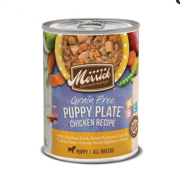 Merrick Grain Free Puppy Plate Wet Food, Chicken Recipe, 12.7 oz Can