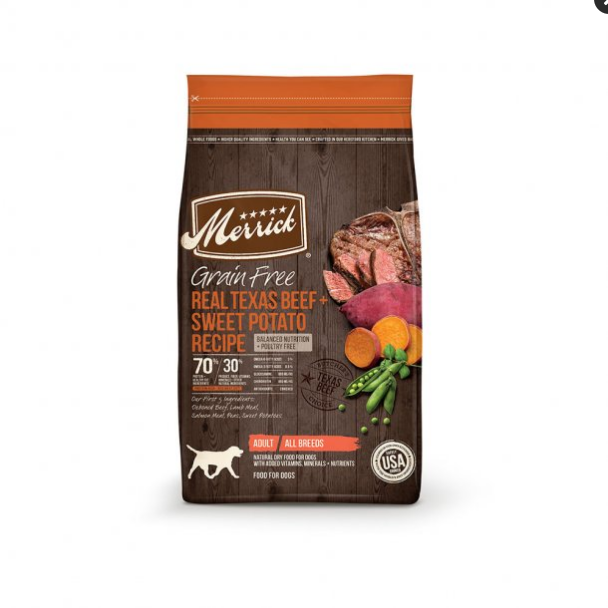 Merrick Grain Free Real Texas Beef & Sweet Potato Dry Dog Food, 22 lb Bag