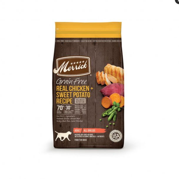 Merrick Grain Free Chicken & Sweet Potato Recipe Dry Dog Food, 4 lb