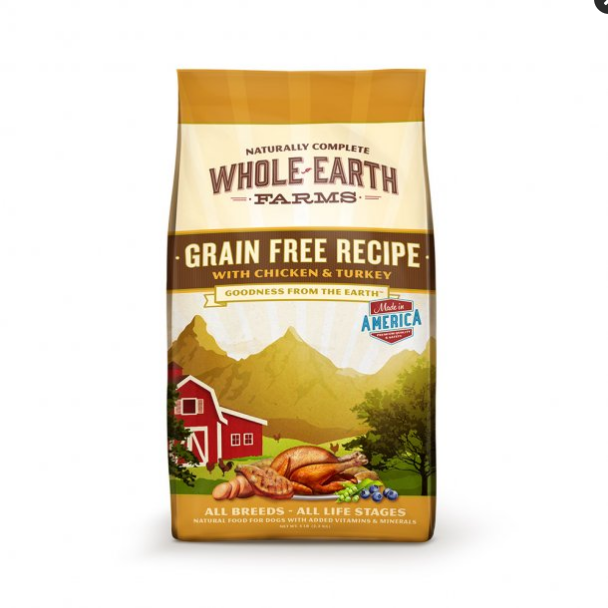 Whole Earth Farms Grain-Free Chicken & Turkey Recipe Dry Dog Food, 4 lb