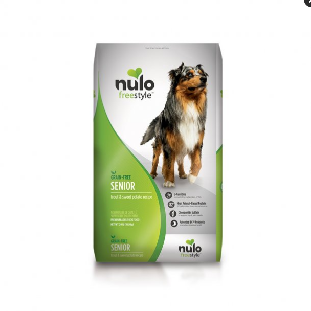 Nulo Freestyle Senior Dog Food, Grain-Free Trout & Sweet Potato Recipe, 24 lb Bag