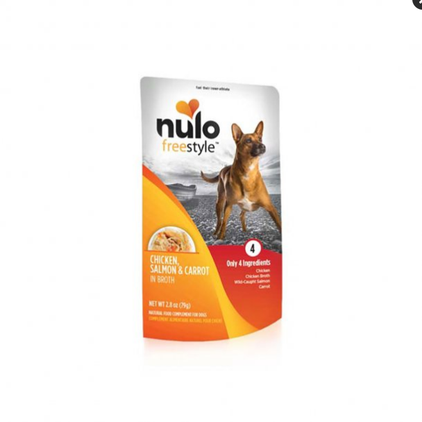 Nulo FreeStyle Dog Food Topper - Chicken, Salmon & Carrot in Broth, 2.8 oz Pouch