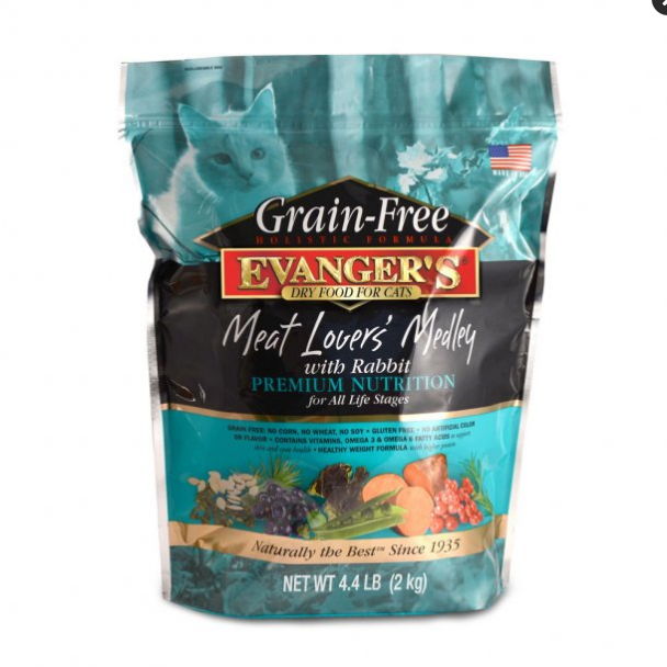 Evanger's Grain-Free Meat Lover's Medley with Rabbit Dry Cat Food - 4.4 lb Bag