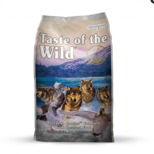 Taste of the Wild Wetlands Canine Recipe - Grain-Free with Roasted Fowl, 5 lb Bag