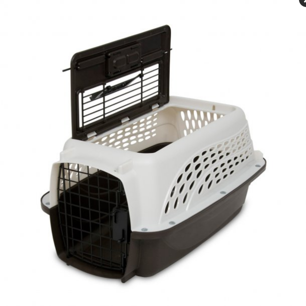 Petmate 2-Door Top Load Kennel, 19", White/Coffee, Small Dog & Cat Carrier