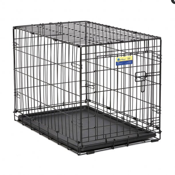 Midwest Contour Single Door Dog Crate - 30 x 19 x 21 Inches - Folding Metal Training Kennel