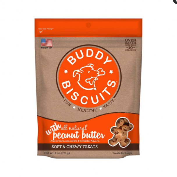 Buddy Biscuits Original Peanut Butter Soft & Chewy Dog Treats 6 Oz