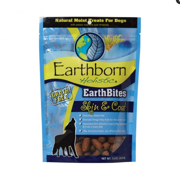 Earthborn Holistic EarthBites Skin & Coat Grain-Free Moist Dog Treats, 7.5 oz