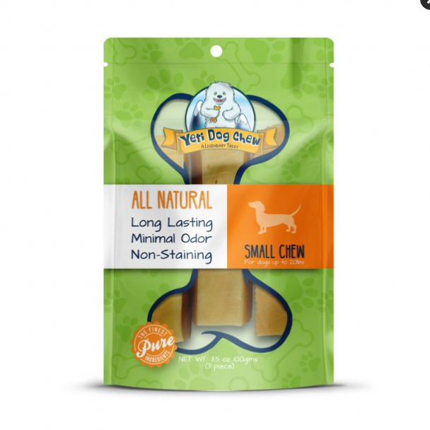 Yeti Dog Chew Small, Himalayan Yak Milk Cheese, Natural Hard Treat, 3.5oz, (2-3 Pieces)