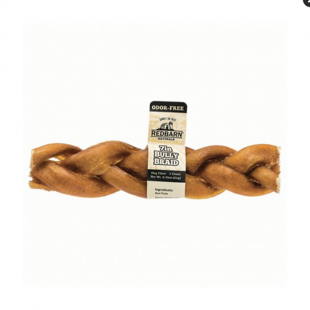 Redbarn Odor Free Braided Bully Stick 7" Dog Chew Treat