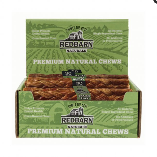 Redbarn Braided Beef Esophagus Stick - Large Dog Treat, Single Ingredient Chew