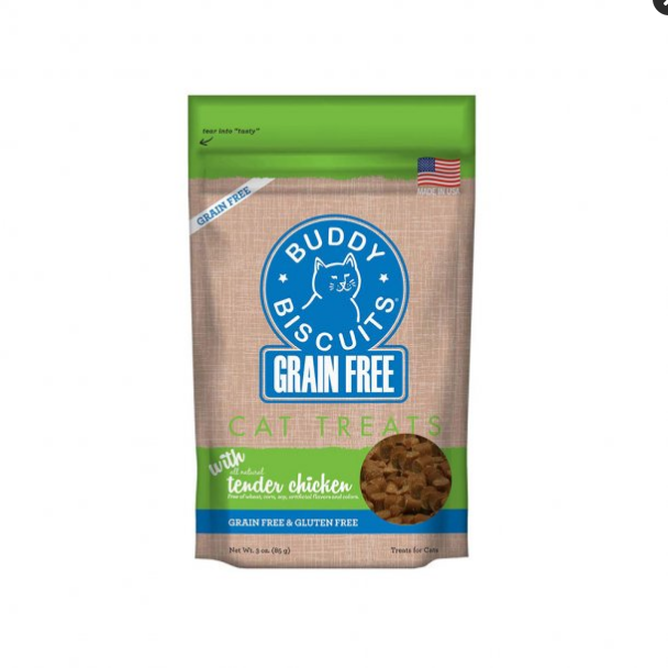 Buddy Biscuits Grain Free Cat Treats - Tender Chicken - 3oz Soft & Chewy