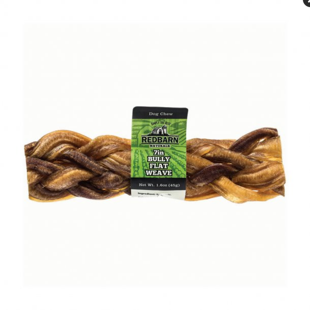 Redbarn Bully Flat Weave 7in Dog Chews - Long Lasting, All Natural, 20 Count