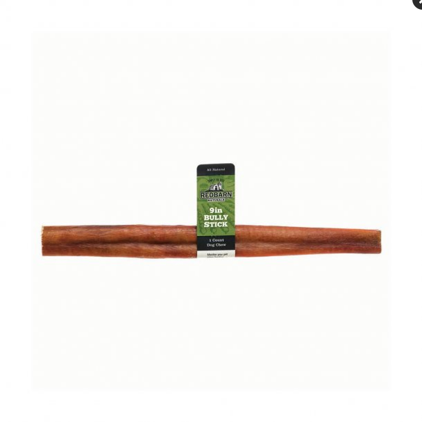 Redbarn 9" Bully Stick Dog Treat - Natural Beef Chew for Dental Health