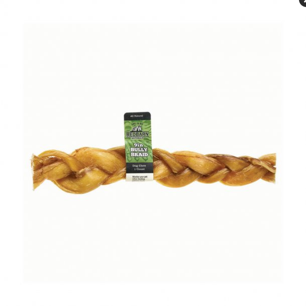 Redbarn Braided Bully Stick 9" Dog Treat - All Natural, Long Lasting Chew