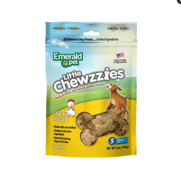 Emerald Pet Little Chewzzies Wheat-Free Training Dog Treats, Chicken, 5 oz