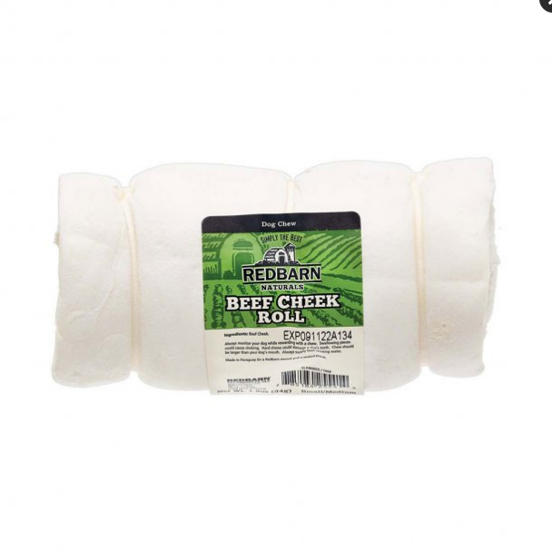 RedBarn Beef Cheek Roll Dog Treat - Natural Chew, All Sizes Available