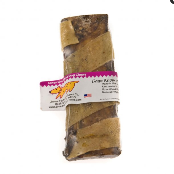 Jones Natural Chews Rib Roller Bone Dog Treat, 7-8 Inch, Beef Rib & Pork Skin Chew