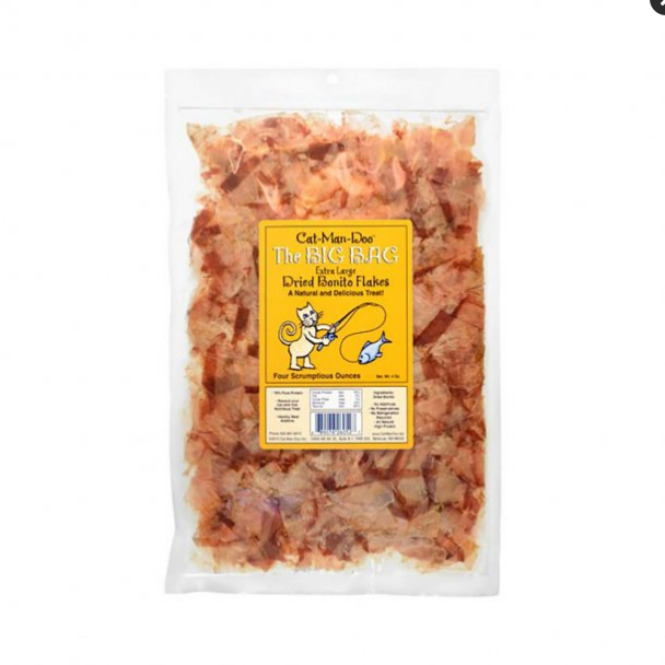 Cat-Man-Doo Extra Large Dried Bonito Flakes Cat & Dog Treats, 4 oz Bag, All Natural High Protein