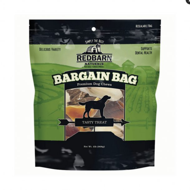Redbarn Naturals Bargain Bag Dog Treats, 2 lb - Mixed Chews & Flavors Variety