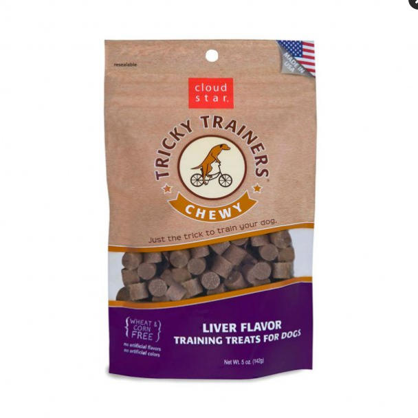 Cloud Star Chewy Tricky Trainers Liver Dog Treats - Soft, 5 oz Pouch - Perfect for Training