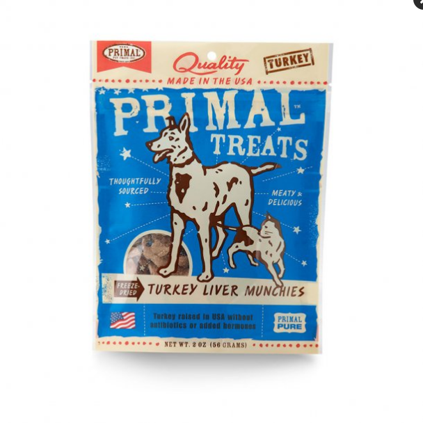 Primal Turkey Liver Munchies - Freeze Dried Dog & Cat Treats - 2oz