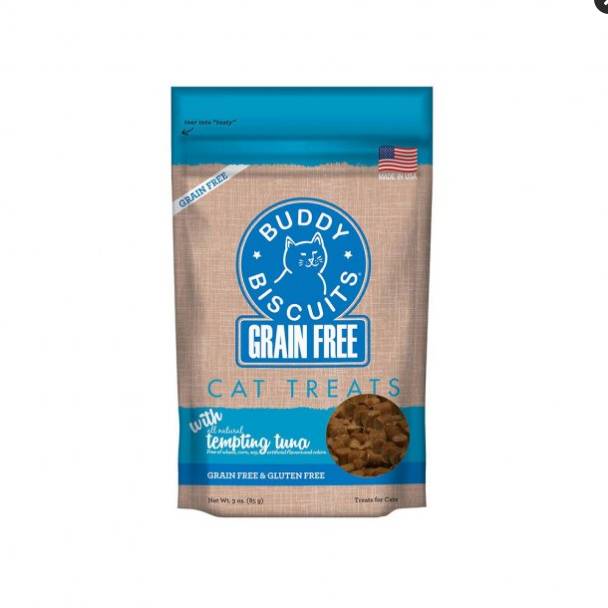 Buddy Biscuits Grain Free Cat Treats - Tempting Tuna, 3 oz - Soft & Chewy, Natural, Made in USA