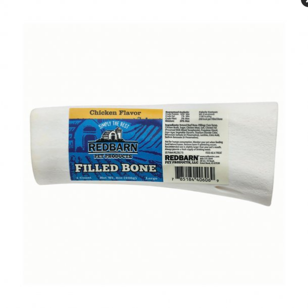 RedBarn Large Chicken Filled Bone, 6" Dog Treat