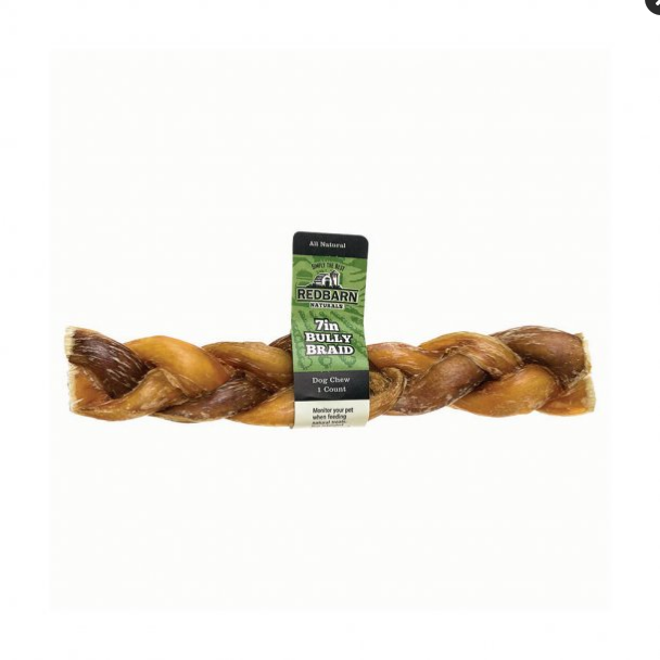 Redbarn Braided Bully Stick 7 Inch Dog Chew Treat, All Natural Beef