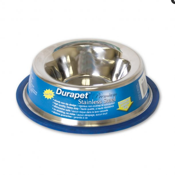 OurPets DuraPet Premium Stainless Steel Non-Tip Dog Bowl - Medium, 2.5 Cup Capacity