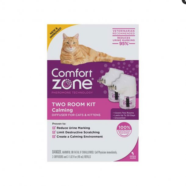 Comfort Zone Calming Diffuser Kit for Cats, Two Room Pheromone Diffuser, Stress & Anxiety Relief