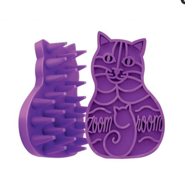 KONG ZoomGroom Cat Brush - Grooming & Shedding Tool - Rubber Brush for Cats