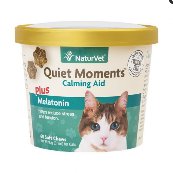 NaturVet Quiet Moments Calming Aid + Melatonin Cat Soft Chews - 60 Count