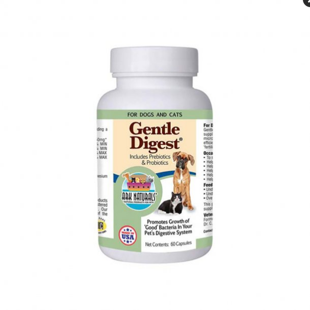 Ark Naturals Gentle Digest for Dogs & Cats - 60 Capsules - Probiotic & Prebiotic Digestion Aid