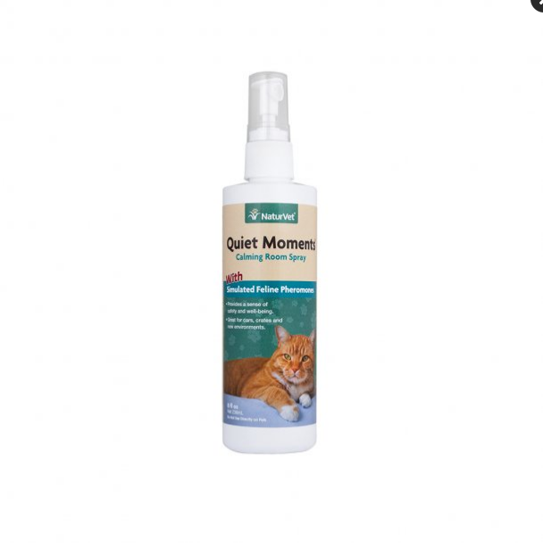 NaturVet Quiet Moments Calming Room Spray for Cats - Herbal Formula, 8 fl oz